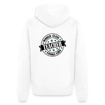 world_class_teacher_2 - Veste à capuche bio Premium Unisexe - blanc - Dos - Thijin (182cm)