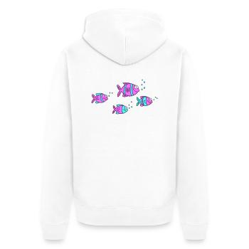 Fische Buntbarsche Wasser Meer Graffiti Zeichnung - Unisex Premium Bio Zip Hoodie - Weiß - Hinten - Thijin (182cm)