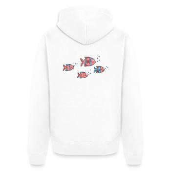 Fische Buntbarsche Wasser Meer Graffiti Zeichnung - Unisex Premium Bio Zip Hoodie - Weiß - Hinten - Thijin (182cm)