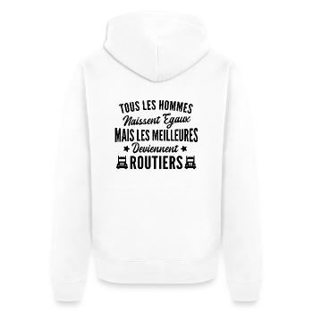 les meilleurs deviennent routiers / humour routier - Veste à capuche bio Premium Unisexe - blanc - Dos - Thijin (182cm)
