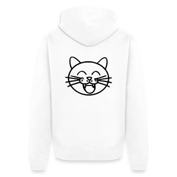 Lächelnde Katze Lustig Lachen Katze Geschenkidee - Unisex Premium Bio Zip Hoodie - Weiß - Hinten - Thijin (182cm)