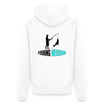 fishing weekend 002 - Unisex Premium Bio Zip Hoodie - Weiß - Hinten - Thijin (182cm)