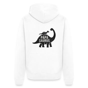 Papa Saurus Dinosaurier Vatertag Kinder lustig - Unisex Premium Bio Zip Hoodie - Weiß - Hinten - Thijin (182cm)
