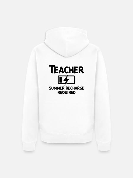 Teacher Summer Recharge Required - Unisex Premium Organic Zip Hoodie - white