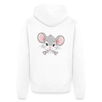 Mignon bébé souris qui regarde - Veste à capuche bio Premium Unisexe - blanc - Dos - Thijin (182cm)