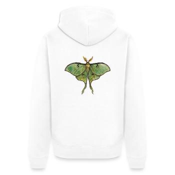 Luna Moth Nächtliche Magie - Unisex Premium Bio Zip Hoodie - Weiß - Hinten - Thijin (182cm)