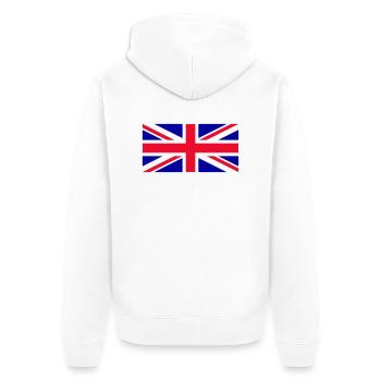 Großbritannien - Union Jack - Unisex Premium Bio Zip Hoodie - Weiß - Hinten - Thijin (182cm)