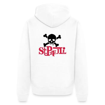 pauli01_2f - Unisex Premium Bio Zip Hoodie - Weiß - Hinten - Thijin (182cm)