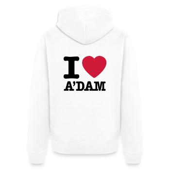 i love amsterdam - Unisex Premium Bio Zip Hoodie - Weiß - Hinten - Thijin (182cm)