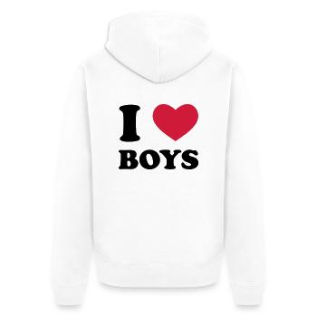 I Love Boys - Unisex Premium Bio Zip Hoodie - Weiß - Hinten - Thijin (182cm)