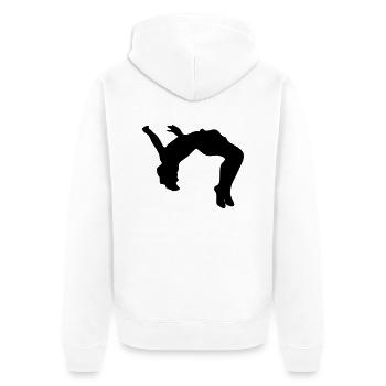 Backflip, Rückwärtsalto - Unisex Premium Bio Zip Hoodie - Weiß - Hinten - Thijin (182cm)
