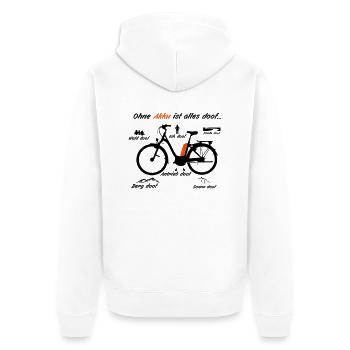 ohne Akku ist alles Doof - Unisex Premium Bio Zip Hoodie - Weiß - Hinten - Thijin (182cm)