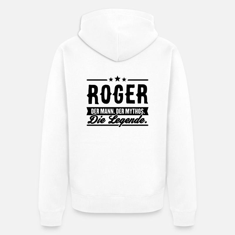 Man Myth Legend Roger - Veste à capuche bio Premium Unisexe - blanc