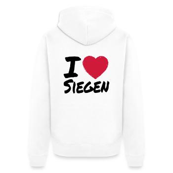 I Love Siegen - Unisex Premium Bio Zip Hoodie - Weiß - Hinten - Thijin (182cm)