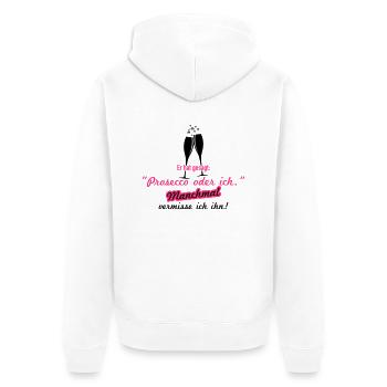 Prosecco oder ich - Unisex Premium Bio Zip Hoodie - Weiß - Hinten - Thijin (182cm)