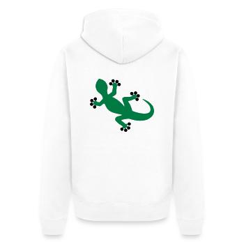 Gecko / Eidechse - Unisex Premium Bio Zip Hoodie - Weiß - Hinten - Thijin (182cm)