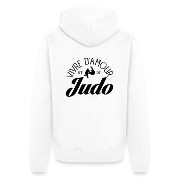 Vivre D'amour et de Judo - Veste à capuche bio Premium Unisexe - blanc - Dos - Thijin (182cm)