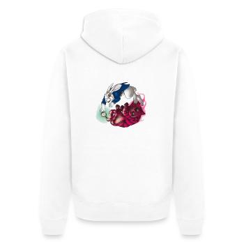 Die Jagd nach Wunderland - Unisex Premium Bio Zip Hoodie - Weiß - Hinten - Thijin (182cm)