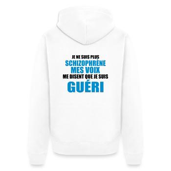 je ne suis plus schizophrène mes voix me disent - Veste à capuche bio Premium Unisexe - blanc - Dos - Thijin (182cm)