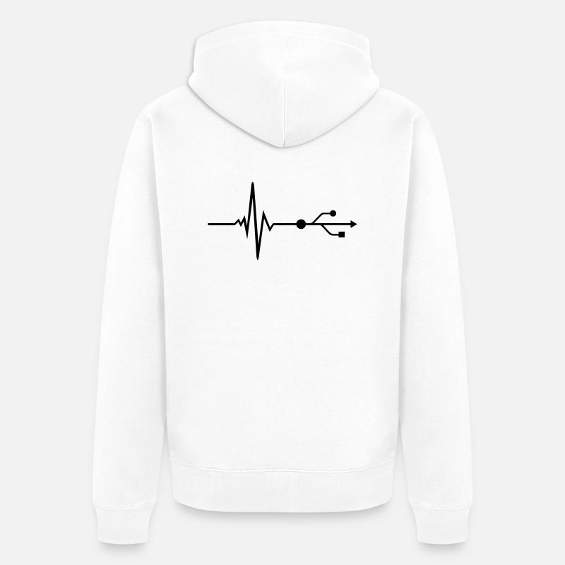 USB - DJ - Puls - Beat - Unisex Premium Bio Zip Hoodie - Weiß