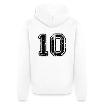 10 - Nummer - Unisex Premium Bio Zip Hoodie - Weiß - Hinten - Thijin (182cm)