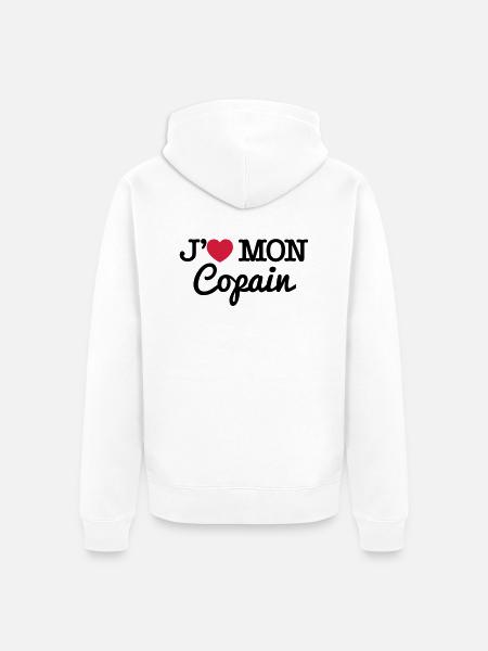 J'aime mon copain - Veste à capuche bio Premium Unisexe - blanc