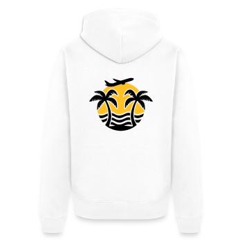 Urlaub - Unisex Premium Bio Zip Hoodie - Weiß - Hinten - Thijin (182cm)