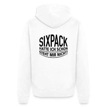 Sixpack Bier Bauch Muskel Body Builder Figur - Unisex Premium Bio Zip Hoodie - Weiß - Hinten - Thijin (182cm)