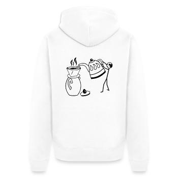 Barista - Unisex Premium Bio Zip Hoodie - Weiß - Hinten - Thijin (182cm)