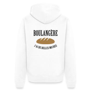 Boulangère : j'ai de belles miches ! - Veste à capuche bio Premium Unisexe - blanc - Dos - Thijin (182cm)