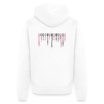 tropfen blut graffiti farbe 10010101 Zahlen muster - Unisex Premium Bio Zip Hoodie - Weiß - Hinten - Thijin (182cm)