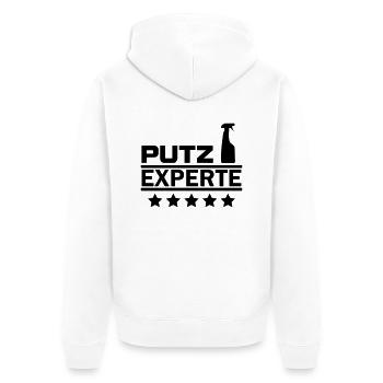 putz experte - Unisex Premium Bio Zip Hoodie - Weiß - Hinten - Thijin (182cm)