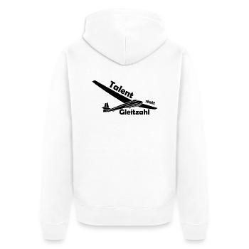 talent statt gleitzahl ka8 - Unisex Premium Bio Zip Hoodie - Weiß - Hinten - Thijin (182cm)