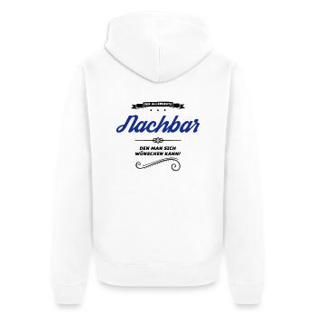 nachbar allerbeste - Unisex Premium Bio Zip Hoodie - Weiß - Hinten - Thijin (182cm)