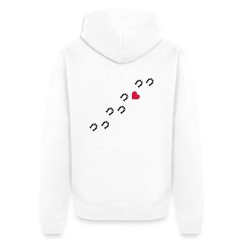 Symbole - Hufe Herz - Unisex Premium Bio Zip Hoodie - Weiß - Hinten - Thijin (182cm)