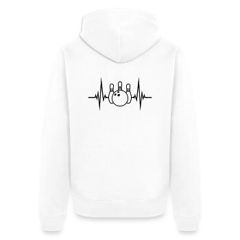 puls frequenz herzschlag 3 pins treffer bowling um - Unisex Premium Bio Zip Hoodie - Weiß - Hinten - Thijin (182cm)