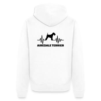 Airedale Terrier - Unisex Premium Bio Zip Hoodie - Weiß - Hinten - Thijin (182cm)
