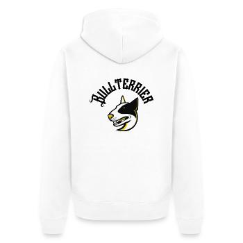 Bullterrier - Unisex Premium Bio Zip Hoodie - Weiß - Hinten - Thijin (182cm)
