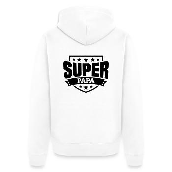 Super Papa - Unisex Premium Bio Zip Hoodie - Weiß - Hinten - Thijin (182cm)