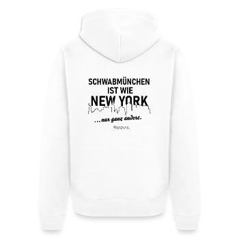 Schwabmünchen - Unisex Premium Bio Zip Hoodie - Weiß - Hinten - Thijin (182cm)