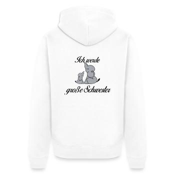 Große Schwester - Unisex Premium Bio Zip Hoodie - Weiß - Hinten - Thijin (182cm)