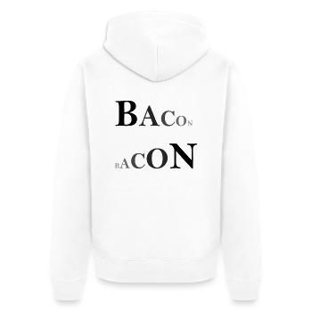 Bacon doppelt - Unisex Premium Bio Zip Hoodie - Weiß - Hinten - Thijin (182cm)