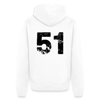 51 - Unisex Premium Bio Zip Hoodie - Weiß - Hinten - Thijin (182cm)