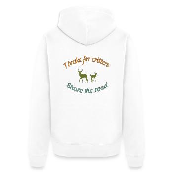 Ich bremse für die Tiere - Unisex Premium Bio Zip Hoodie - Weiß - Hinten - Thijin (182cm)