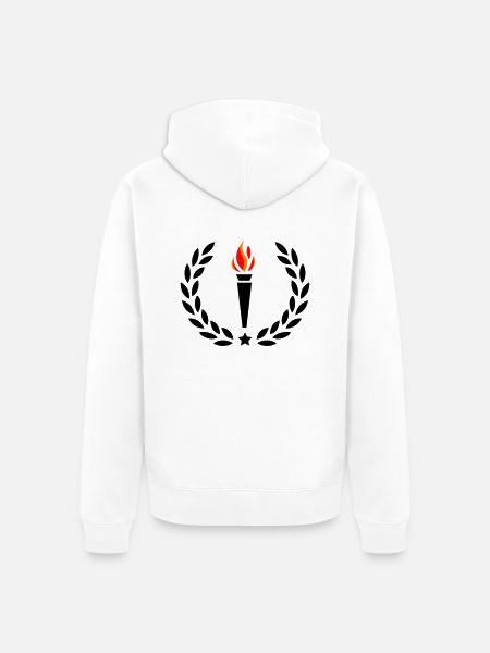 Fire Torch - Unisex Premium Organic Zip Hoodie - white