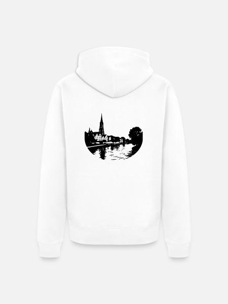 Danube in Ulm - Unisex Premium Organic Zip Hoodie - white