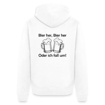 Bienen hier, Bienen hier - oder ich fall um! - Unisex Premium Bio Zip Hoodie - Weiß - Hinten - Thijin (182cm)
