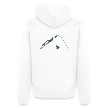 Zugspitze - Unisex Premium Bio Zip Hoodie - Weiß - Hinten - Thijin (182cm)