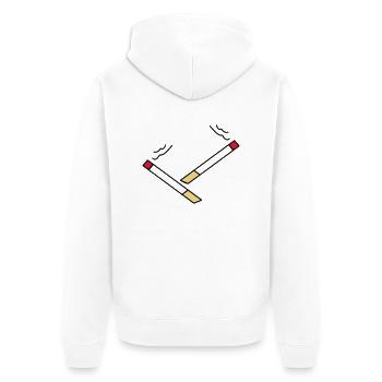 zigarette5 - Unisex Premium Bio Zip Hoodie - Weiß - Hinten - Thijin (182cm)
