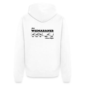 Mein Weimaraner - zuhause klappts - Unisex Premium Bio Zip Hoodie - Weiß - Hinten - Thijin (182cm)